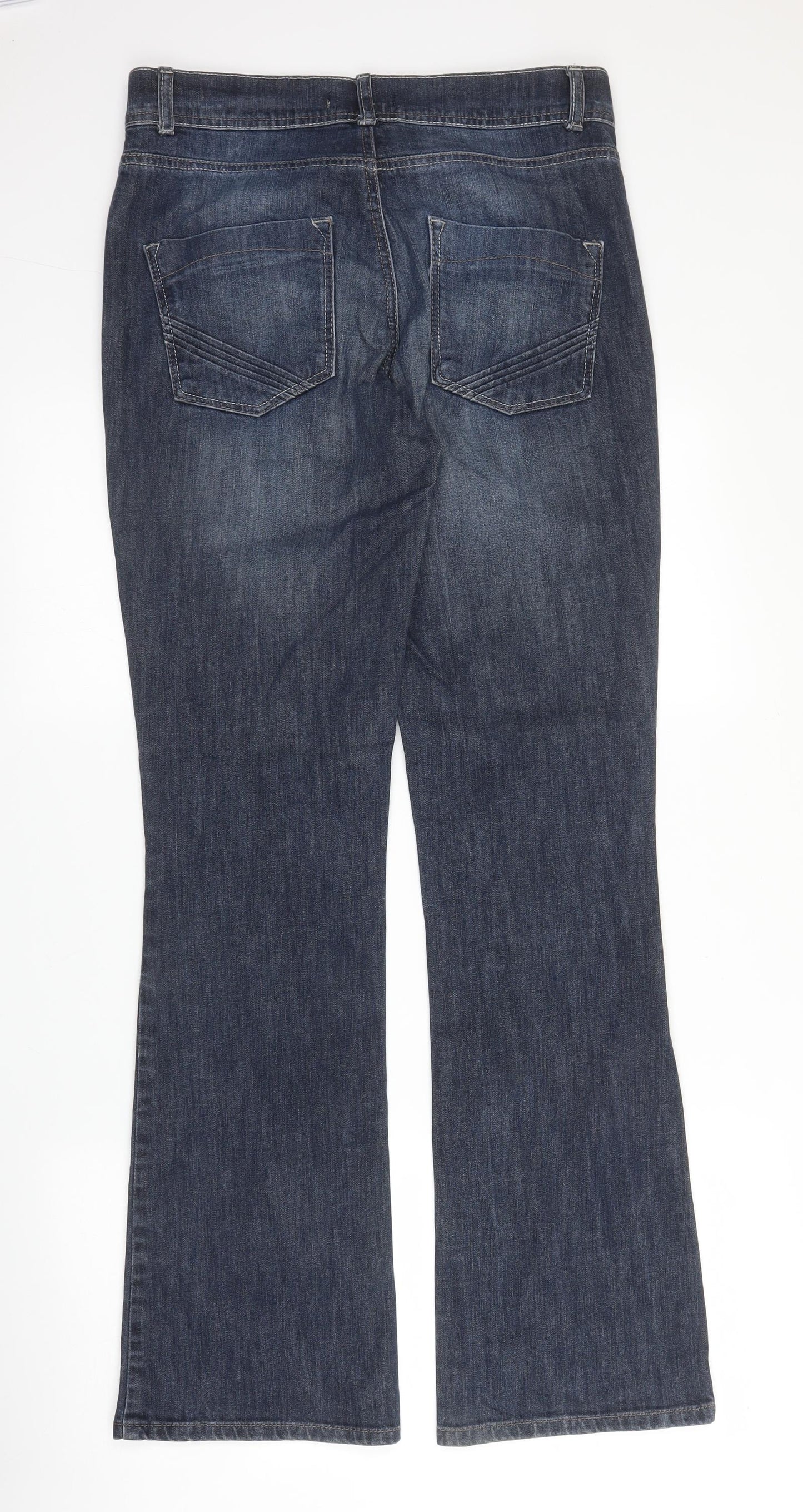 NEXT Womens Blue  Cotton Bootcut Jeans Size 12 L32 in Regular Zip