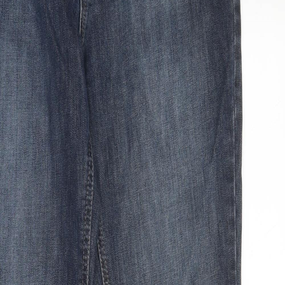 NEXT Womens Blue  Cotton Bootcut Jeans Size 12 L32 in Regular Zip