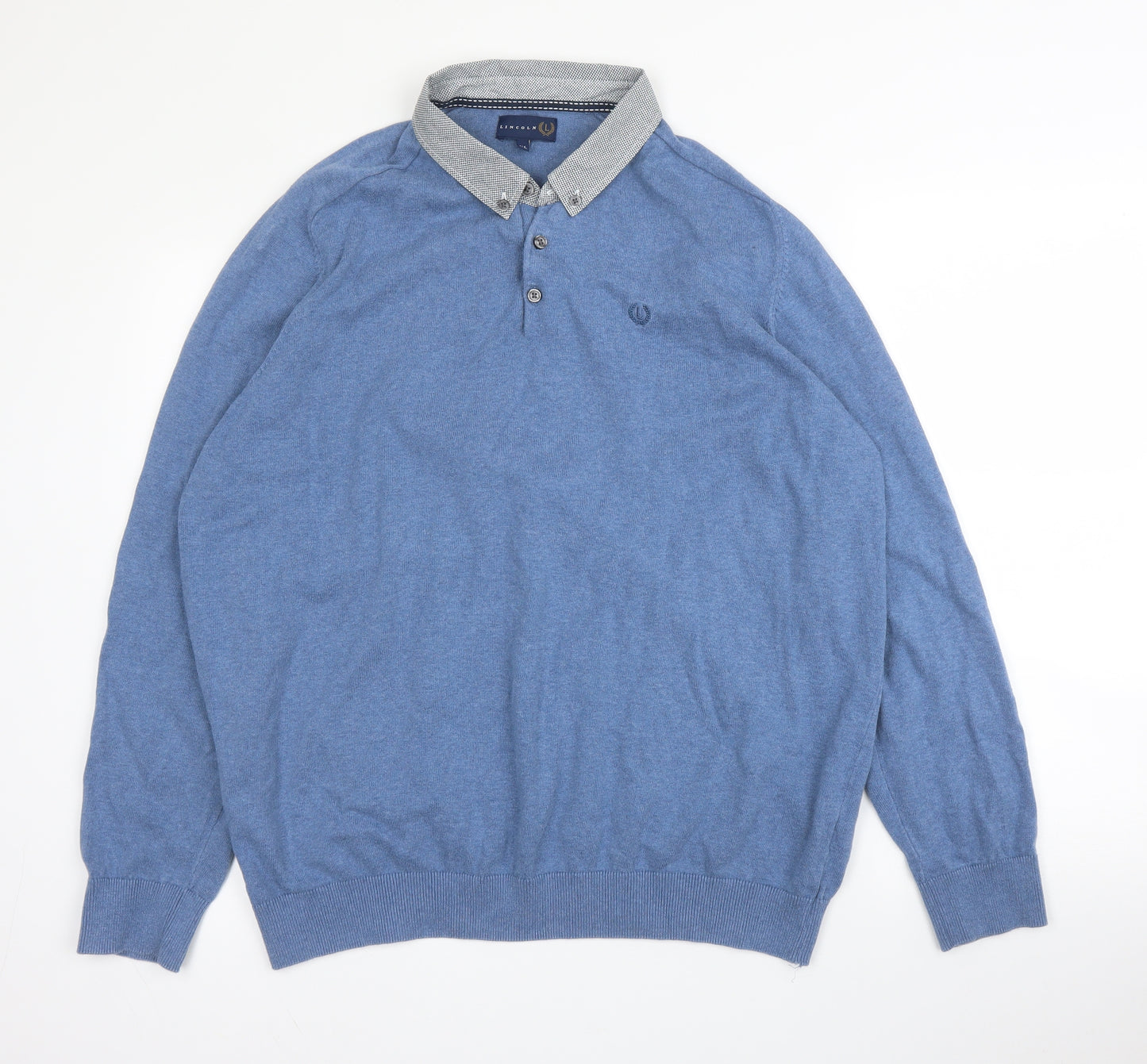 Matalan Mens Blue Collared  Cotton Pullover Jumper Size XL