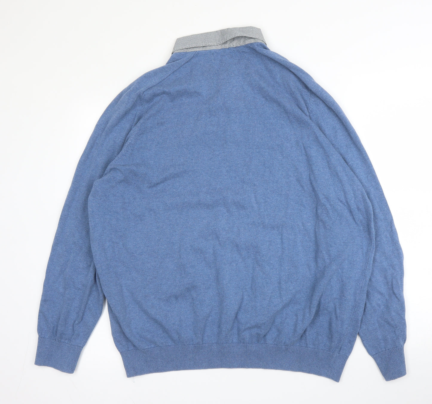 Matalan Mens Blue Collared  Cotton Pullover Jumper Size XL