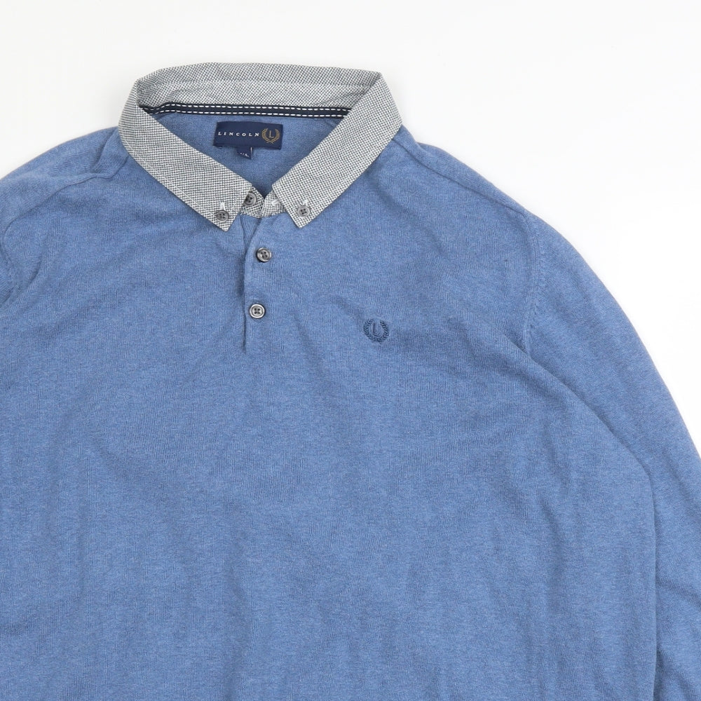 Matalan Mens Blue Collared  Cotton Pullover Jumper Size XL