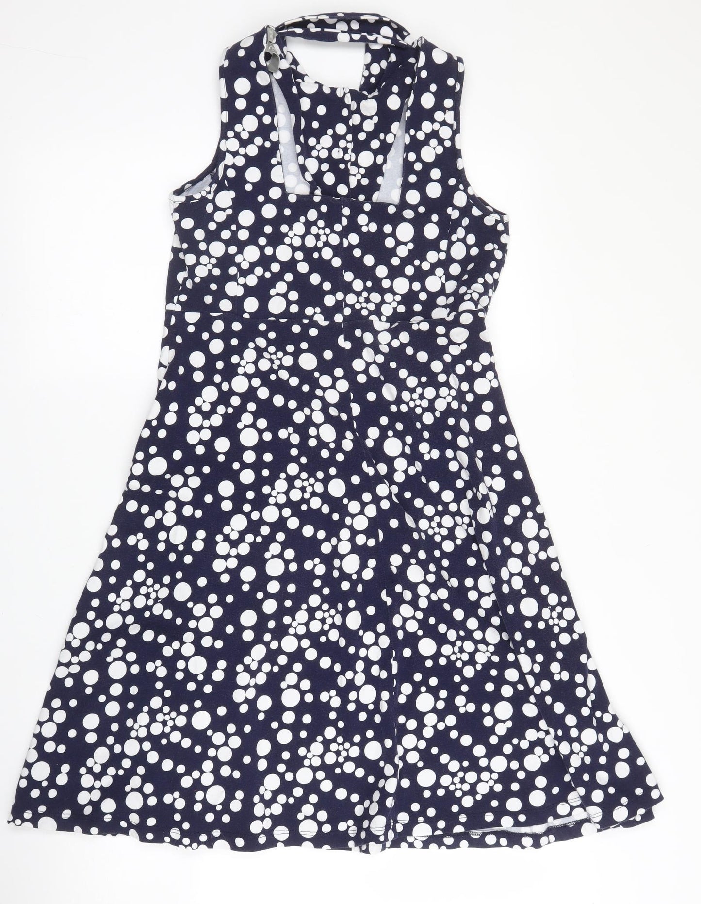 ASOS Womens Blue Polka Dot Cotton Fit & Flare  Size 8  Halter