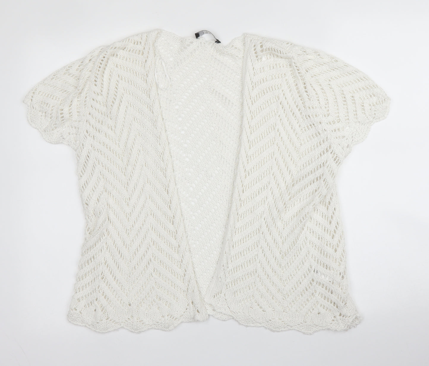 George Womens White V-Neck  Acrylic Cardigan Jumper Size 20