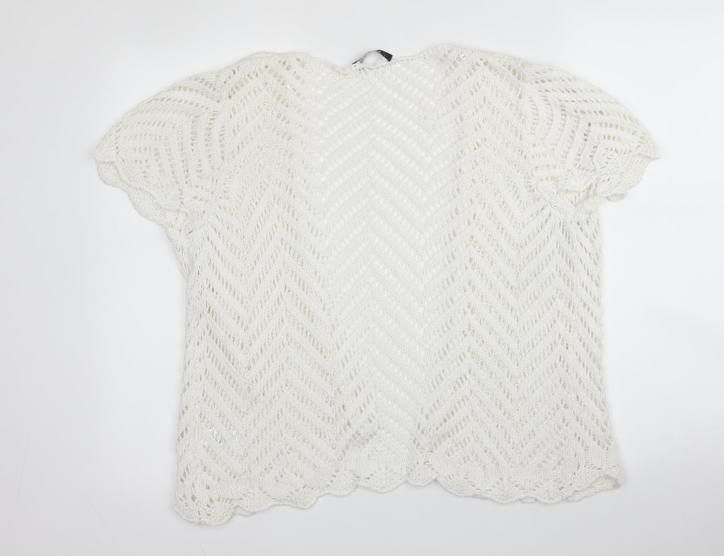 George Womens White V-Neck  Acrylic Cardigan Jumper Size 20