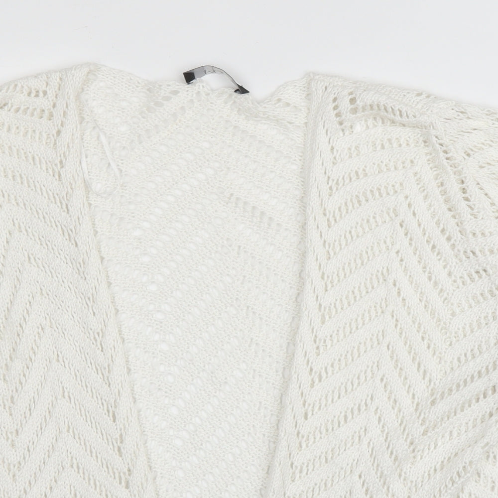 George Womens White V-Neck  Acrylic Cardigan Jumper Size 20