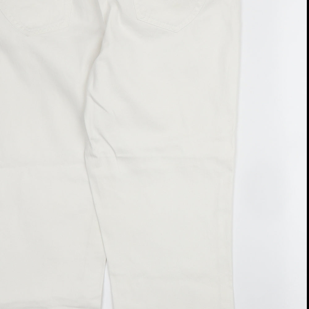 South Womens White  Cotton Capri Trousers Size 16 L22 in Regular Zip