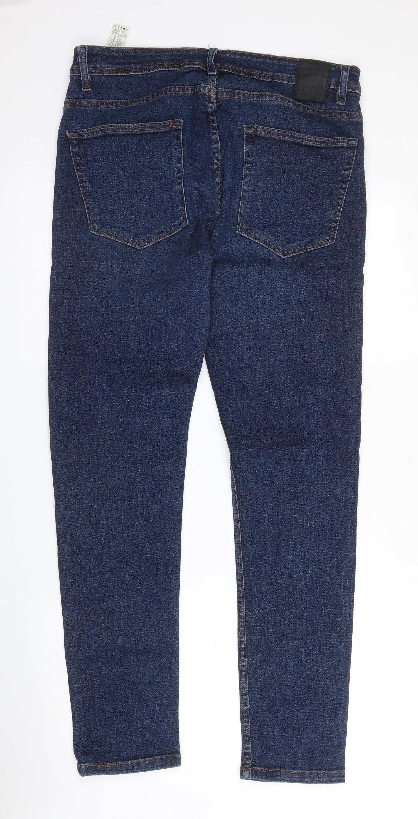 Zara Womens Blue  Cotton Straight Jeans Size 18 L29.5 in Regular Zip