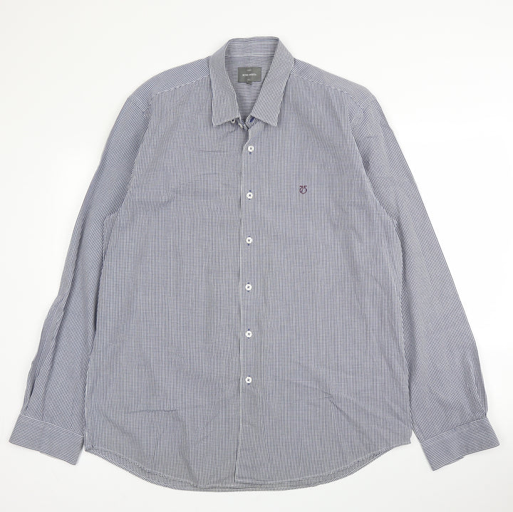 Peter Worth Mens Blue Check Cotton  Button-Up Size 2XL Collared Button