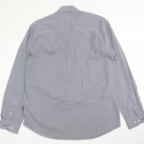 Peter Worth Mens Blue Check Cotton  Button-Up Size 2XL Collared Button
