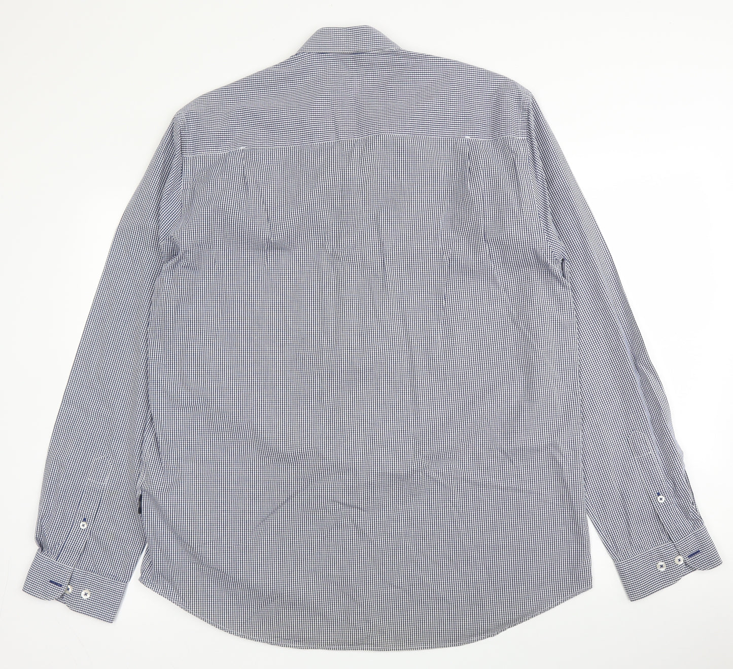 Peter Worth Mens Blue Check Cotton  Button-Up Size 2XL Collared Button