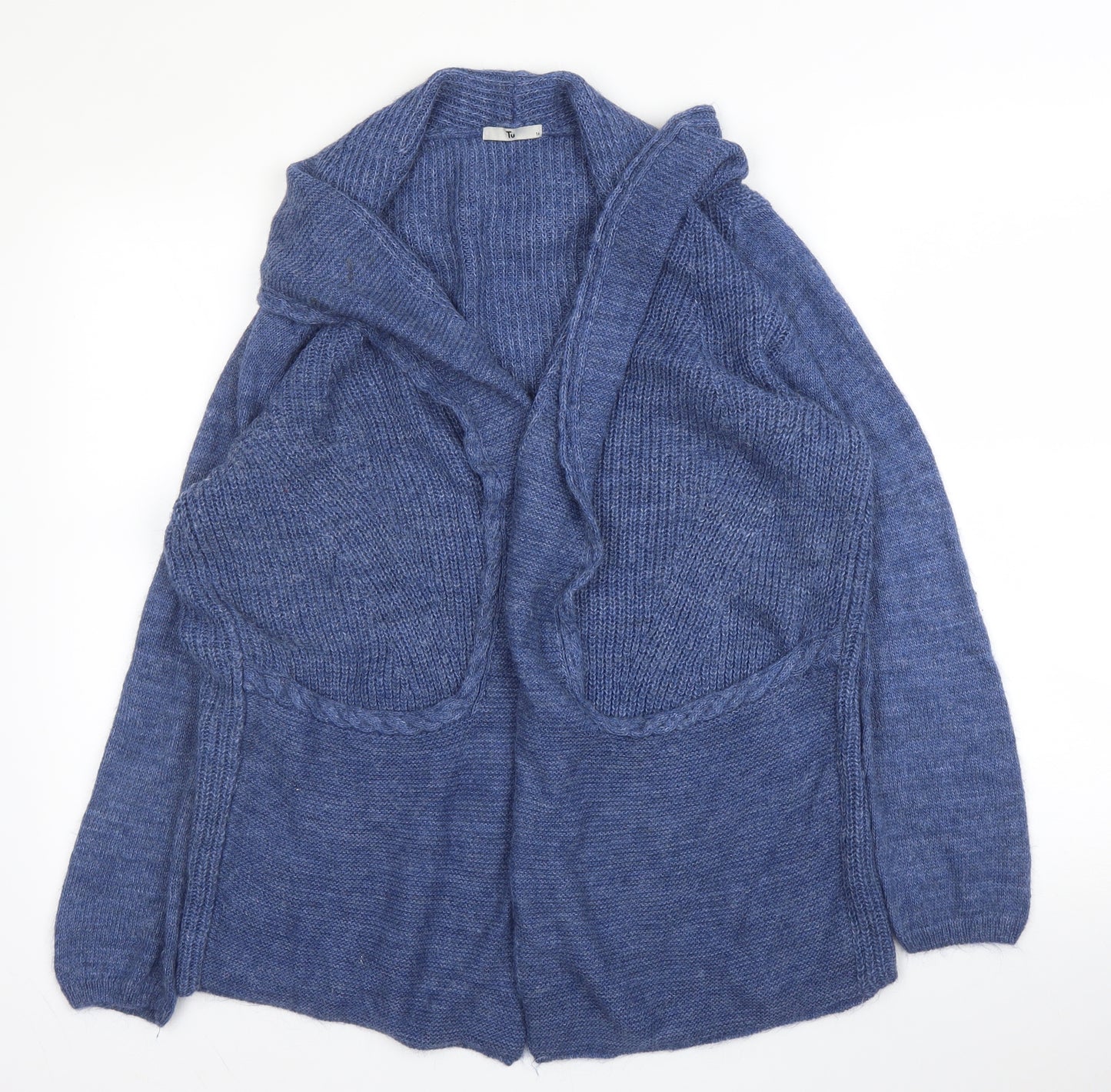 TU Womens Blue V-Neck  Acrylic Cardigan Jumper Size 14