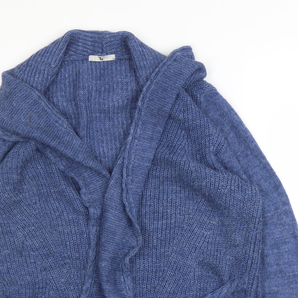 TU Womens Blue V-Neck  Acrylic Cardigan Jumper Size 14