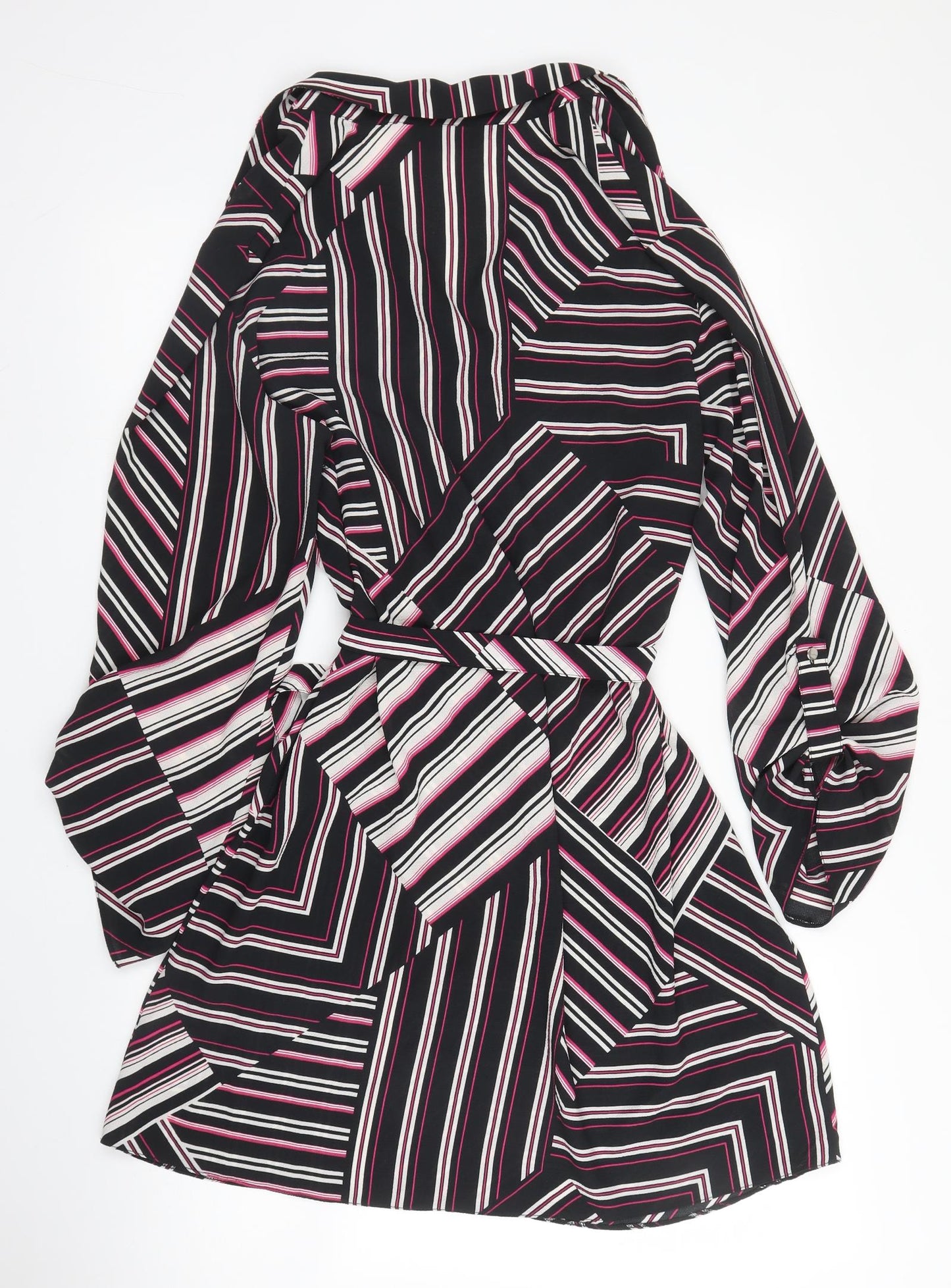 F&F Womens Purple Striped Polyester Shirt Dress  Size 14  Collared Button