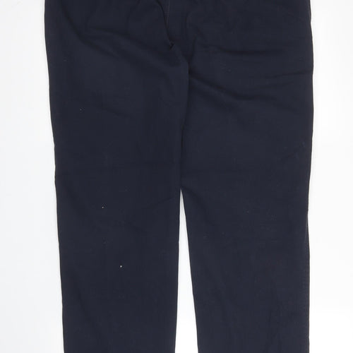 M&S Mens Blue  Cotton Chino Trousers Size 38 in L28 in Regular Zip