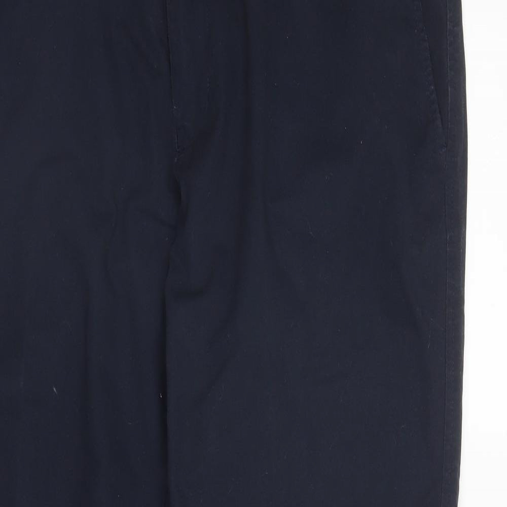 M&S Mens Blue  Cotton Chino Trousers Size 38 in L28 in Regular Zip
