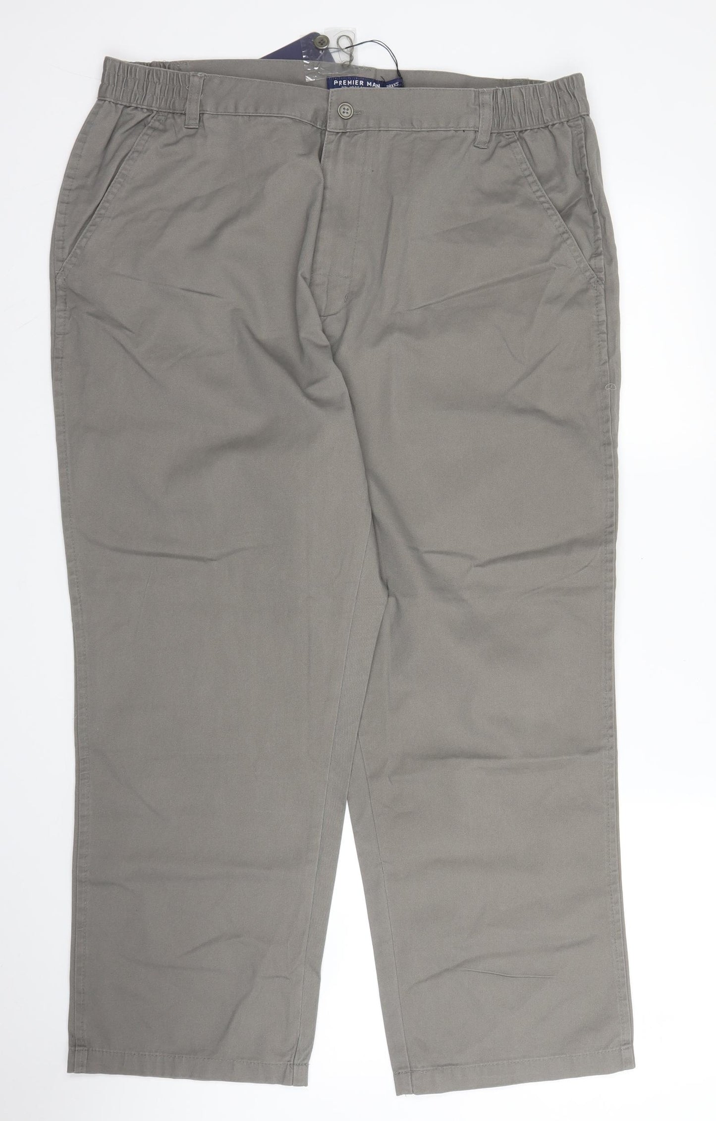 Premier Man Mens Beige  Cotton Trousers  Size 36 in L26 in Regular