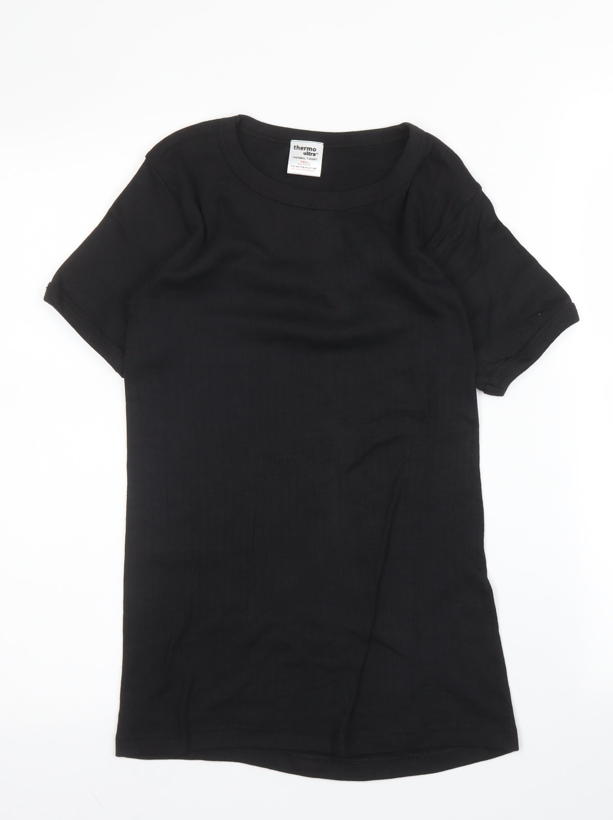 Thermo Ultra Womens Black  Cotton Basic T-Shirt Size S Round Neck