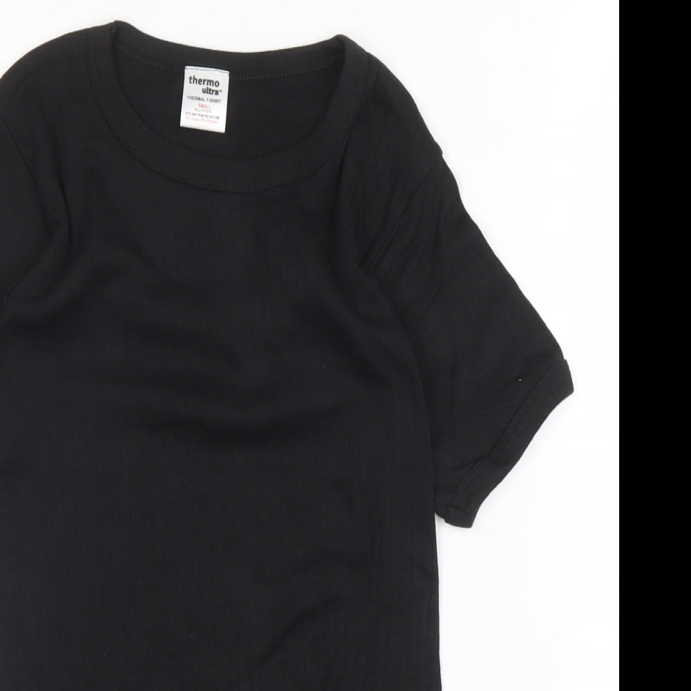 Thermo Ultra Womens Black  Cotton Basic T-Shirt Size S Round Neck