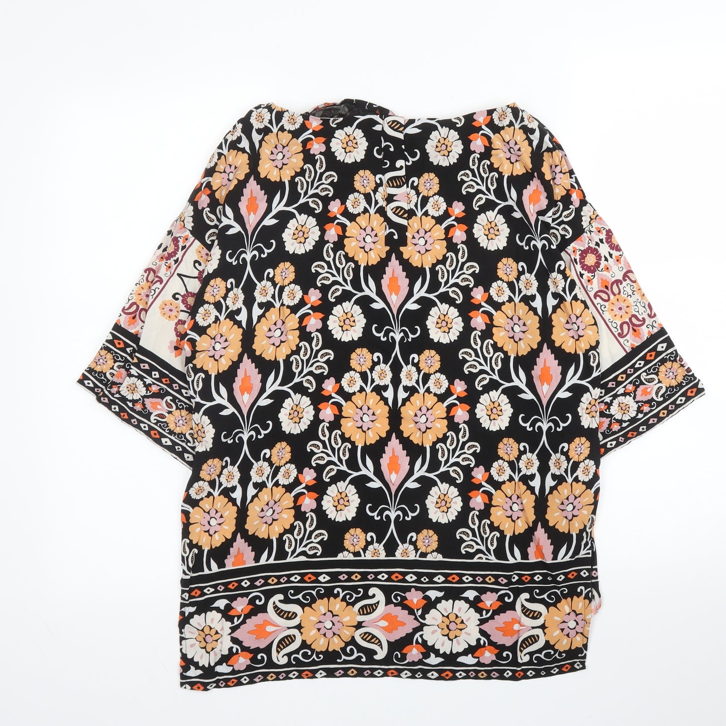 Warehouse Womens Pink Paisley Viscose Basic Blouse Size 10 Boat Neck