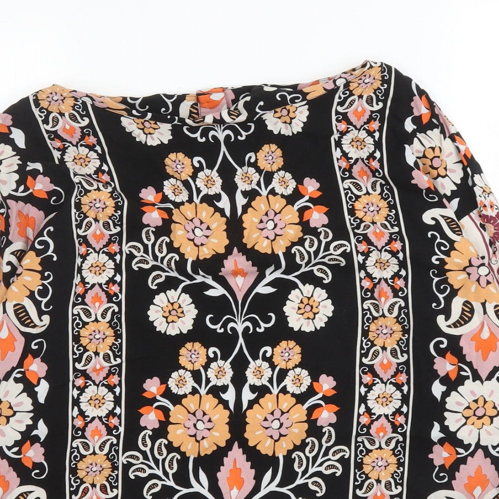 Warehouse Womens Pink Paisley Viscose Basic Blouse Size 10 Boat Neck