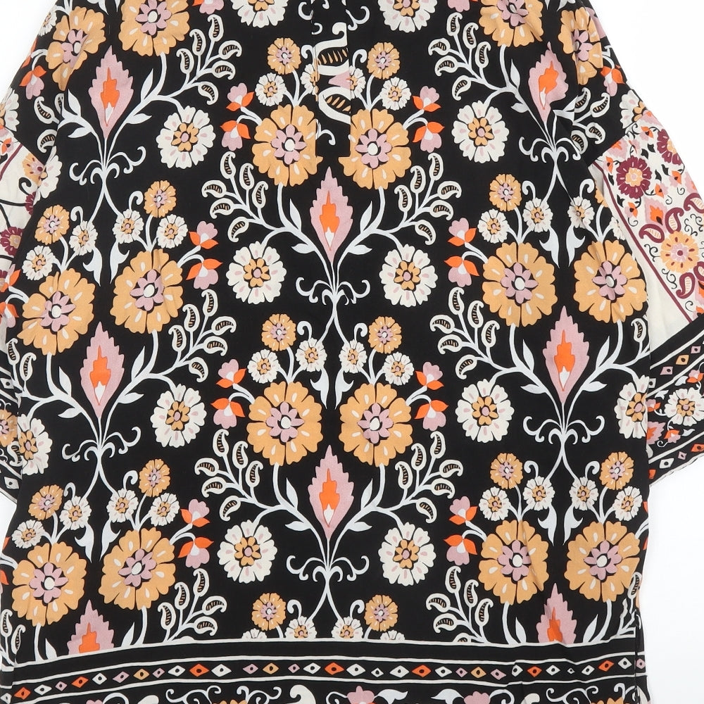 Warehouse Womens Pink Paisley Viscose Basic Blouse Size 10 Boat Neck