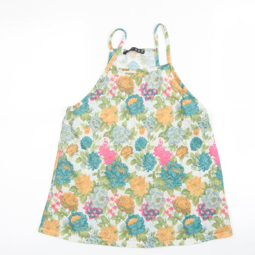 Primark Womens Green Floral Polyester Camisole Blouse Size 6 Round Neck