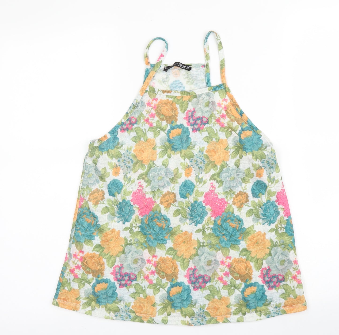 Primark Womens Green Floral Polyester Camisole Blouse Size 6 Round Neck