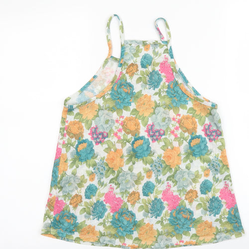Primark Womens Green Floral Polyester Camisole Blouse Size 6 Round Neck