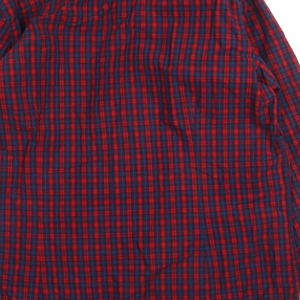 NEXT Mens Red Plaid Cotton  Button-Up Size XL Collared Button