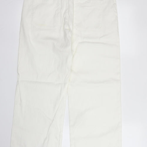 Calvin Klein Mens White  Cotton Chino Trousers Size 32 in L29 in Regular Zip