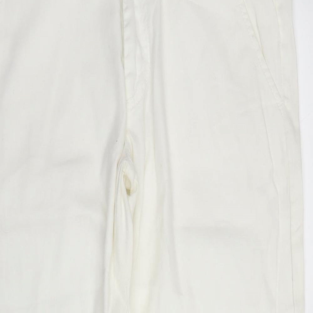 Calvin Klein Mens White  Cotton Chino Trousers Size 32 in L29 in Regular Zip