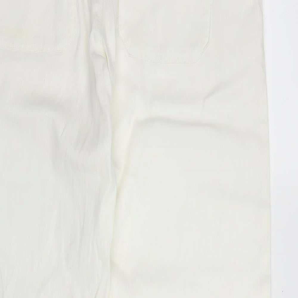 Calvin Klein Mens White  Cotton Chino Trousers Size 32 in L29 in Regular Zip
