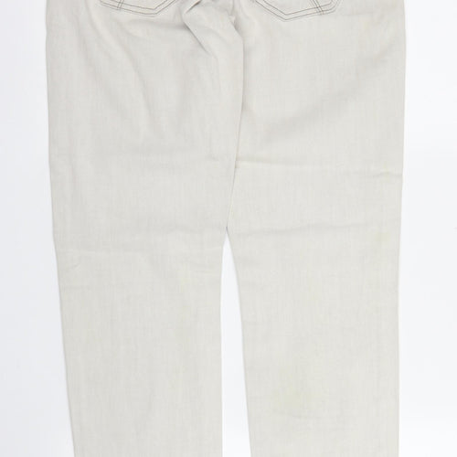 River Island Womens Beige  Cotton Tapered Jeans Size 10 L30 in Regular Zip