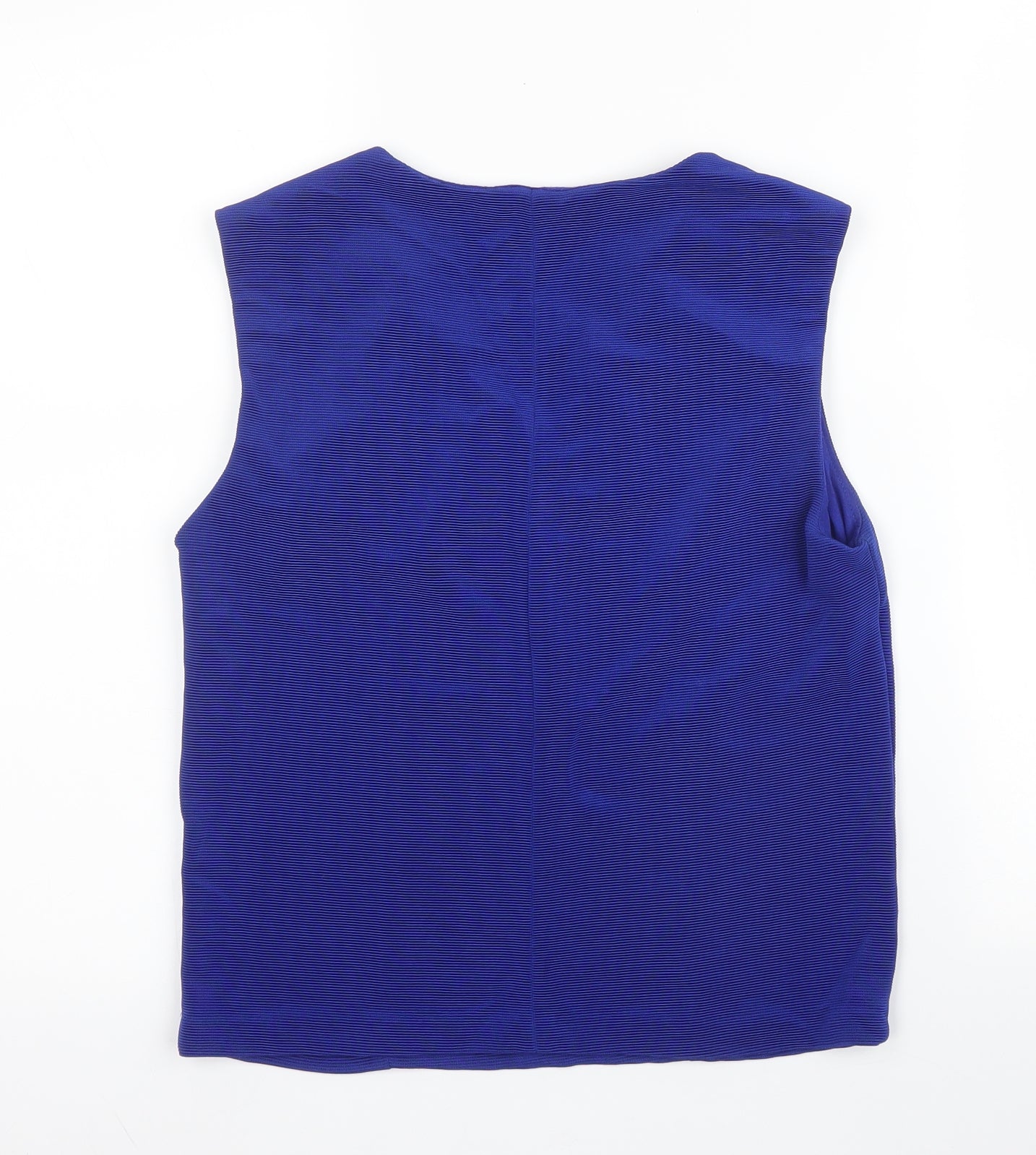 Mango Womens Blue  Polyester Basic Blouse Size S V-Neck
