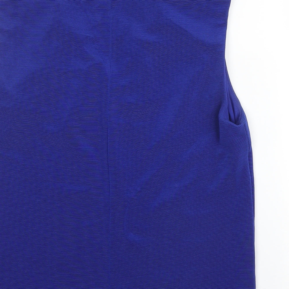Mango Womens Blue  Polyester Basic Blouse Size S V-Neck
