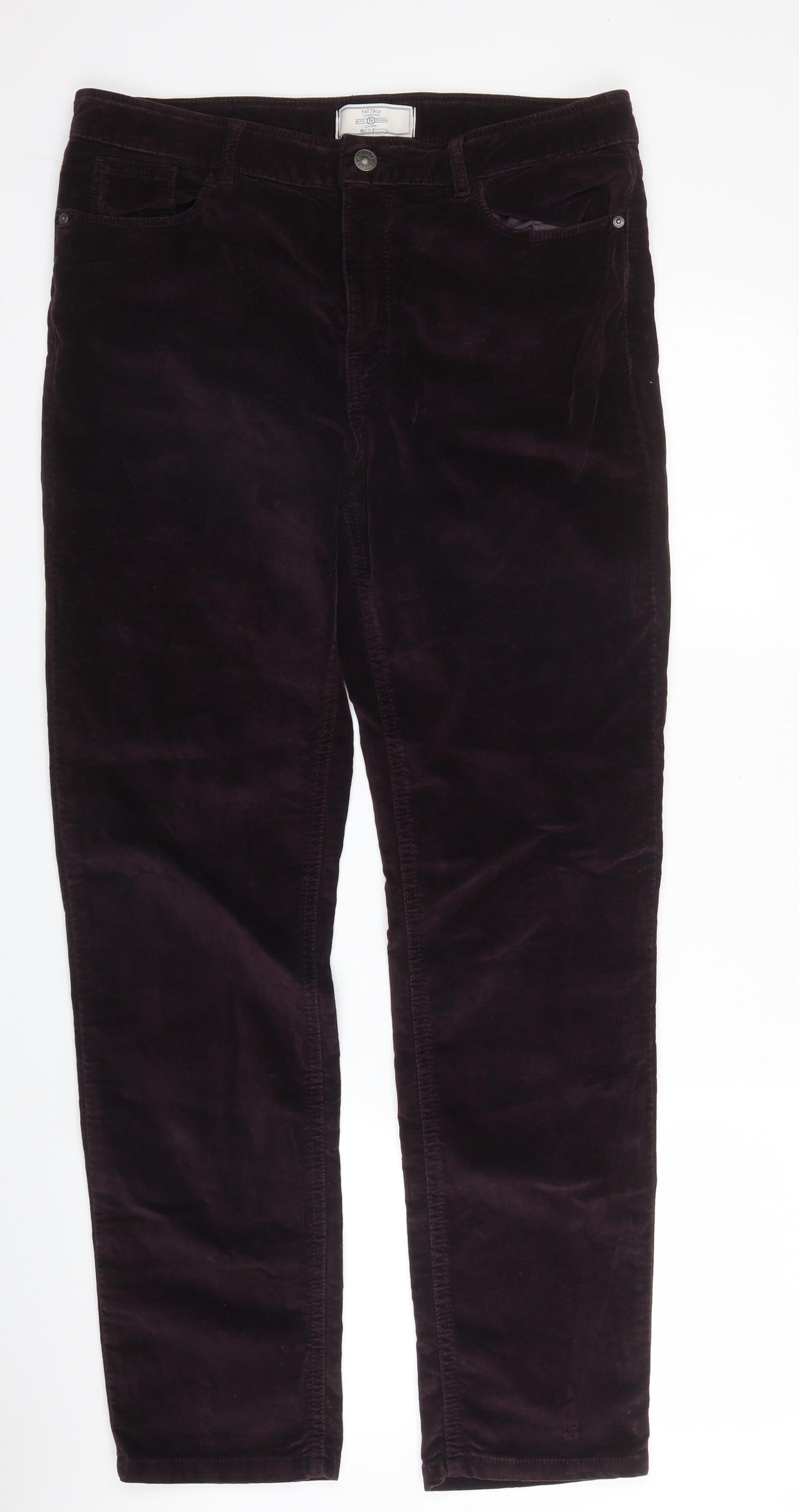 Fat Face Womens Purple  Cotton Straight Jeans Size 14 L30 in Regular Zip
