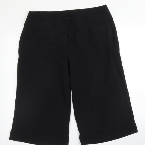 Evie Womens Black  Viscose Capri Trousers Size 16 L20 in Regular Zip