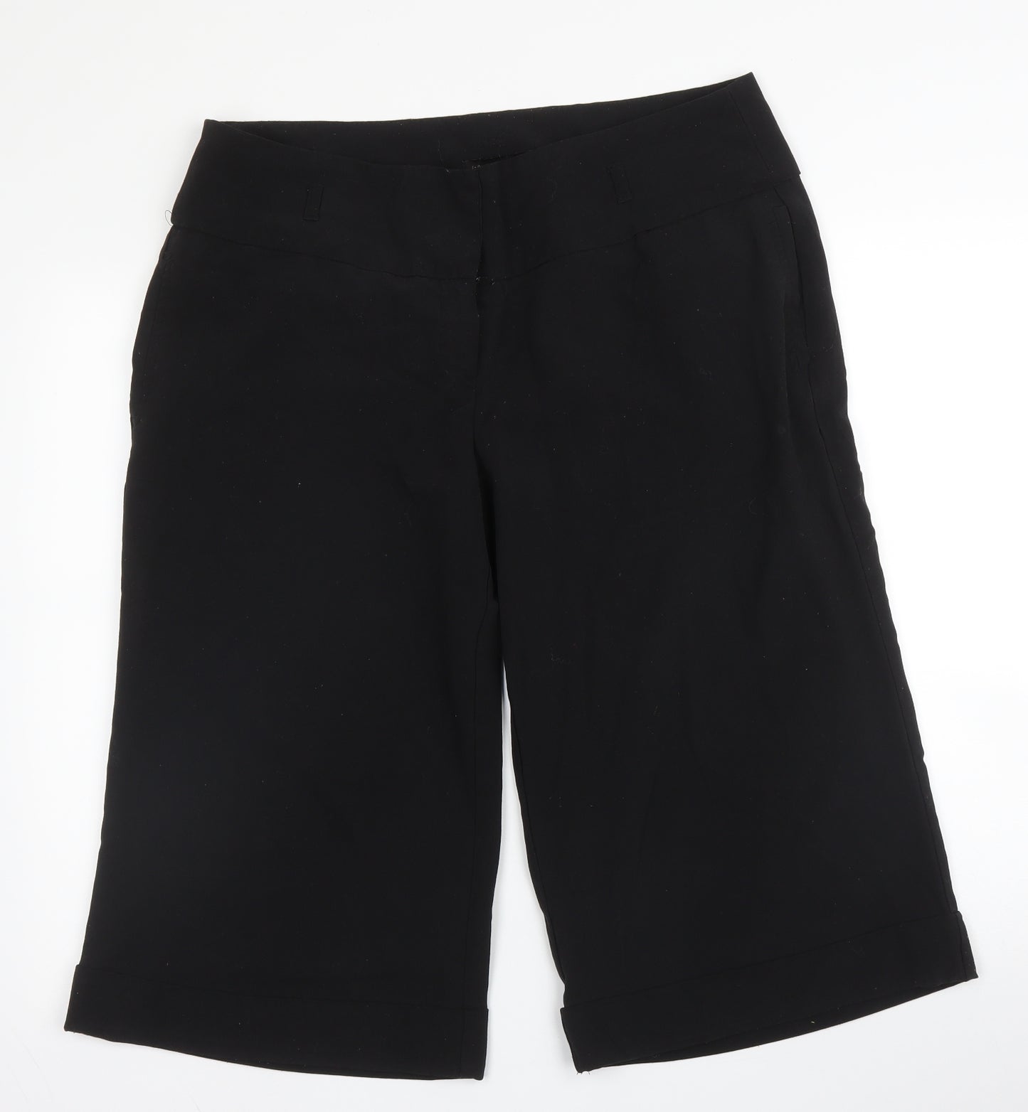 Evie Womens Black  Viscose Capri Trousers Size 16 L20 in Regular Zip