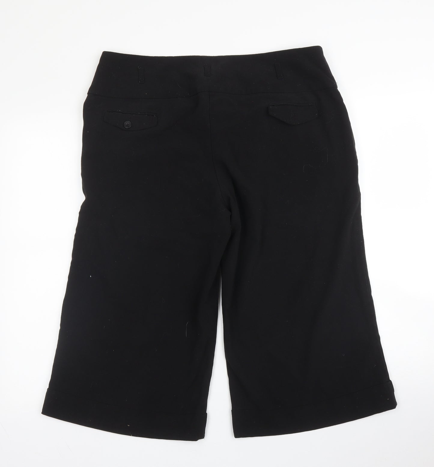 Evie Womens Black  Viscose Capri Trousers Size 16 L20 in Regular Zip