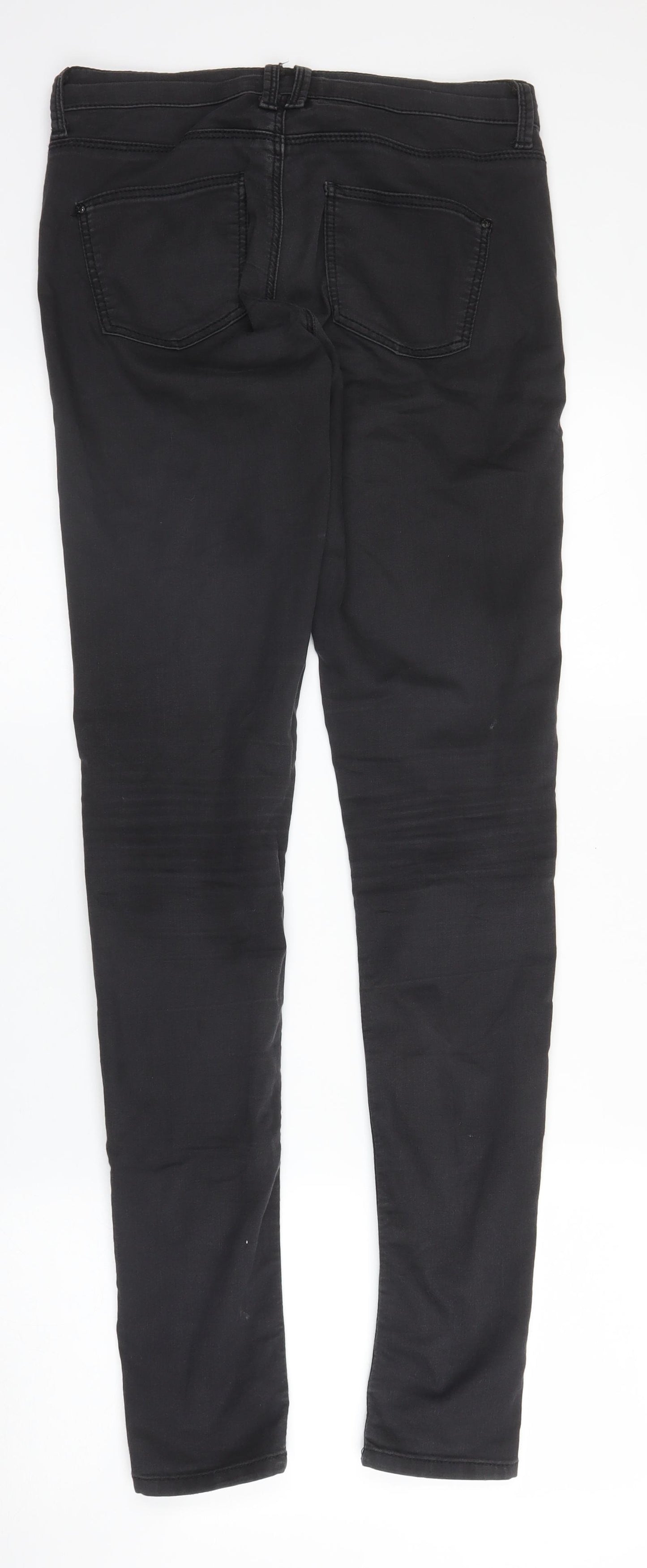 Topshop Womens Black  Cotton Skinny Jeans Size 28 in L32 in Regular Zip