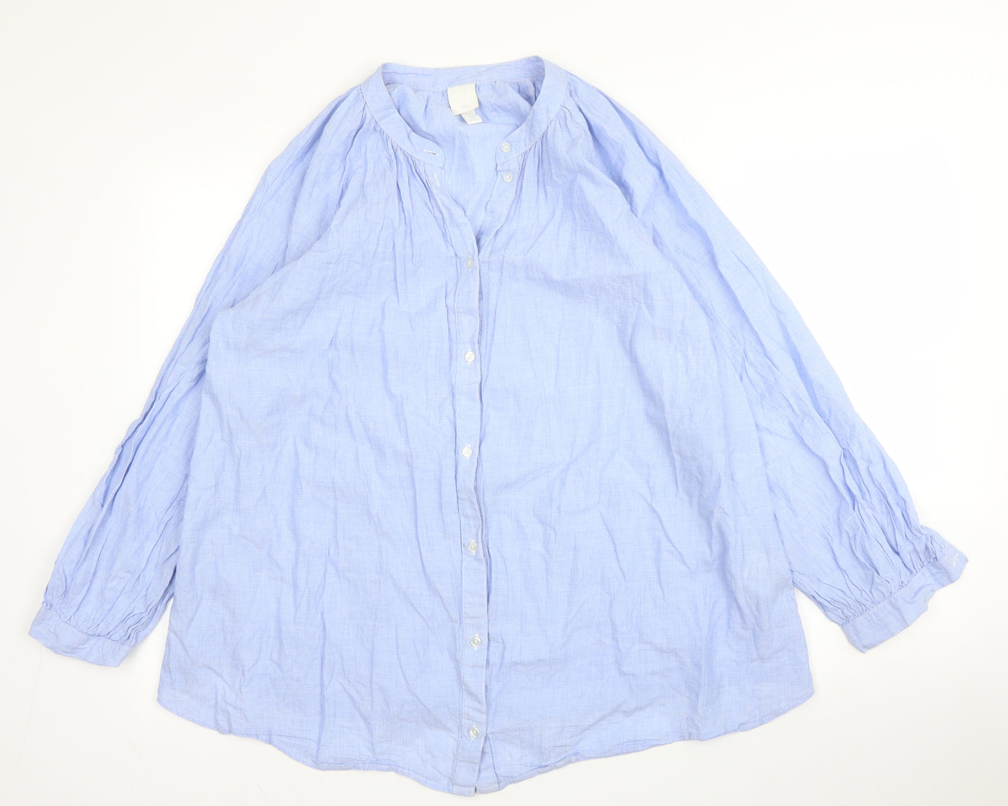 H&M Womens Blue  Cotton Basic Blouse Size L Round Neck