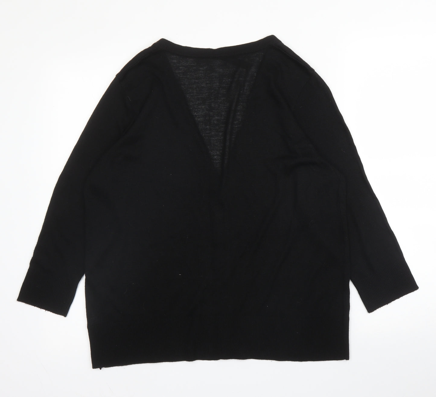 Preworn Womens Black V-Neck  Acrylic Cardigan Jumper Size 18