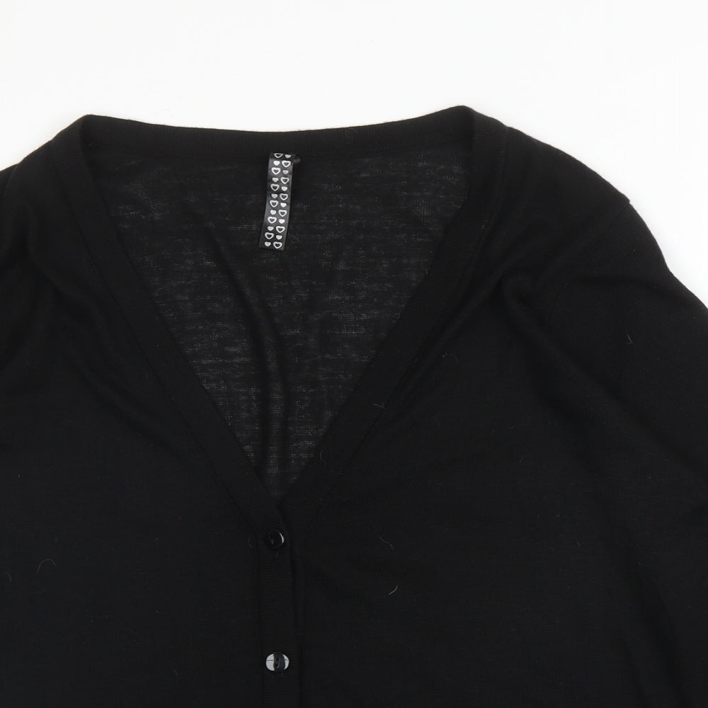Preworn Womens Black V-Neck  Acrylic Cardigan Jumper Size 18