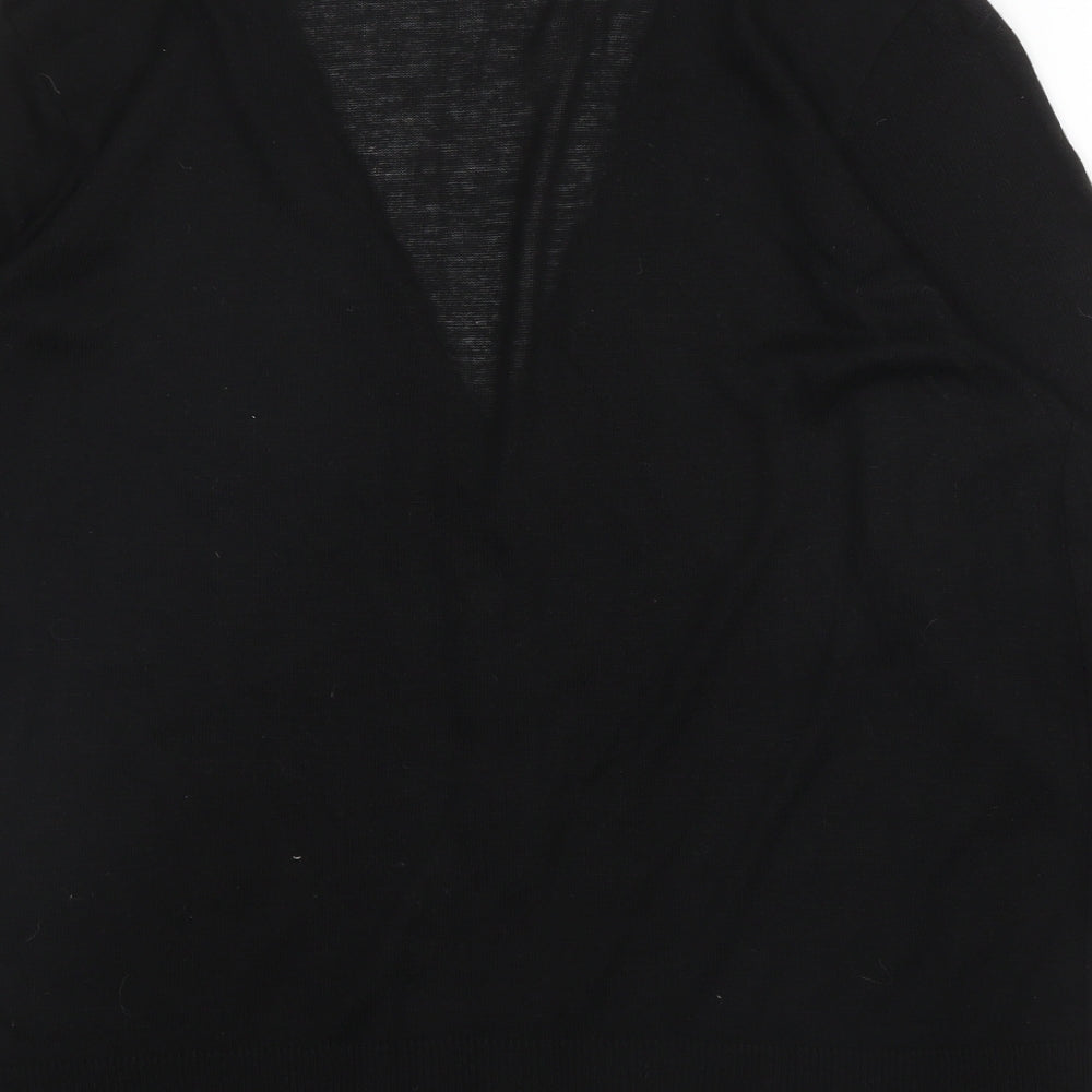 Preworn Womens Black V-Neck  Acrylic Cardigan Jumper Size 18