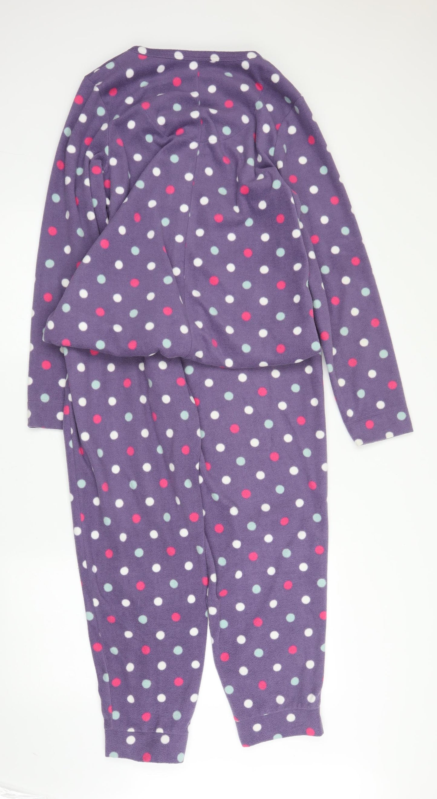 M&S Womens Purple Polka Dot Polyester Chemise One Piece Size 14  Zip