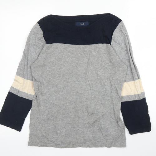 NEXT Womens Grey Round Neck  Cotton Pullover Jumper Size 10