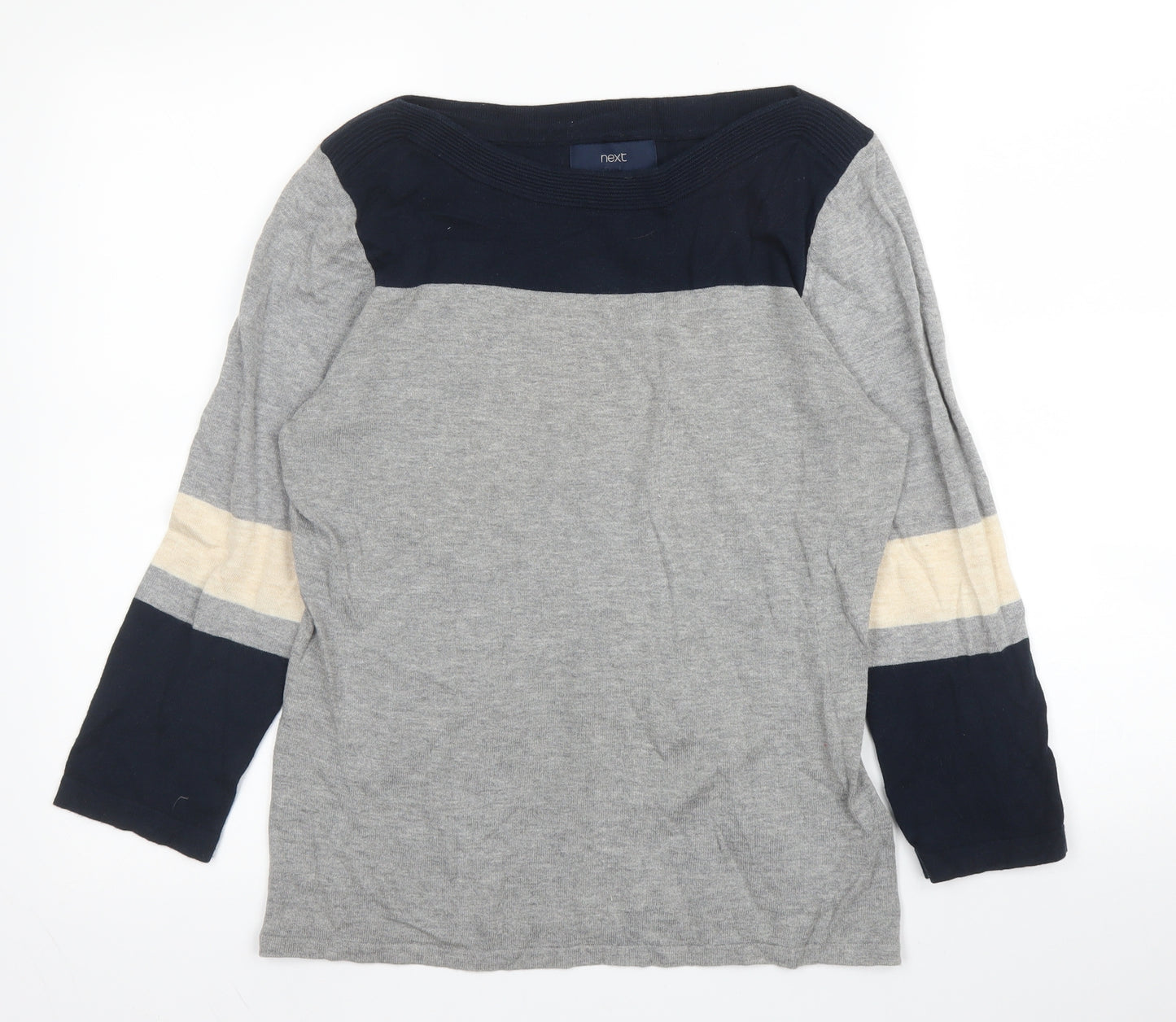 NEXT Womens Grey Round Neck  Cotton Pullover Jumper Size 10