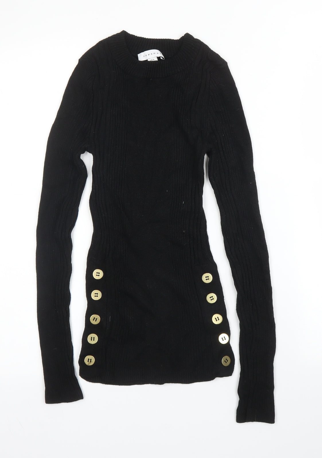 Topshop Womens Black Round Neck  Acrylic Pullover Jumper Size XS