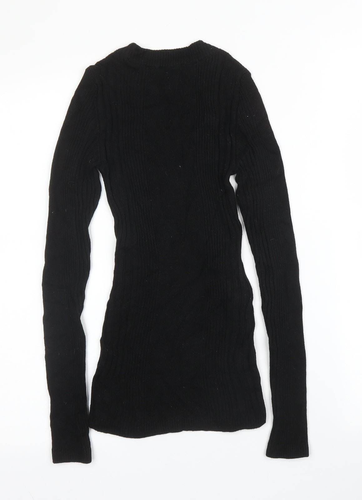 Topshop Womens Black Round Neck  Acrylic Pullover Jumper Size XS