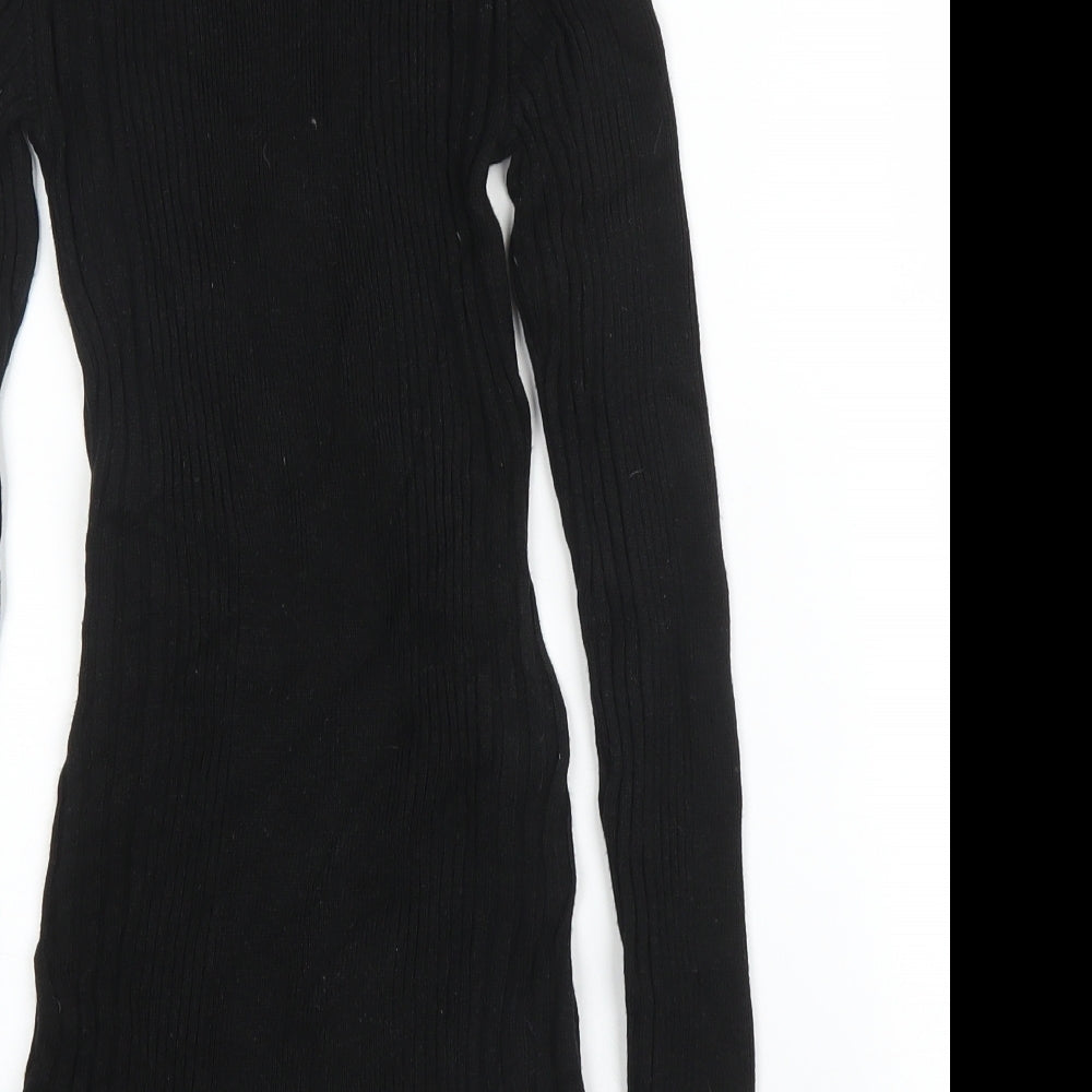 Topshop Womens Black Round Neck  Acrylic Pullover Jumper Size XS